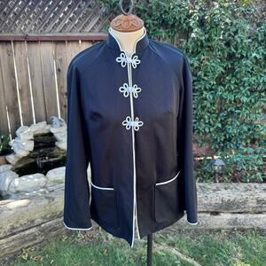 Vintage Joyce Chinese Knot Black Mandarin Collar Jacket Women's Size 7/8
